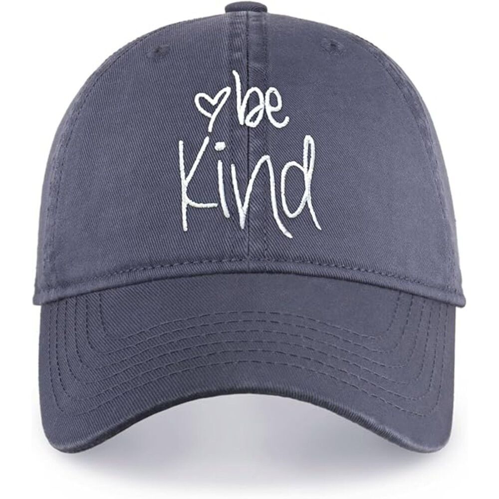 Unisex Blueberry 100% Cotton Be Kind Embroidered Adjustable Size Baseball Cap
